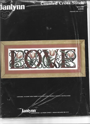 Janlynn CCS kit LOVE, #11-59, 1988 Re-Sealed Complete, OOP - Изображение 1 из 3