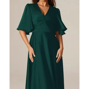 AW BRIDAL 14 1X plus hunter green Elinore satin formal party maxi dress NEW 0B8 - Picture 1 of 9