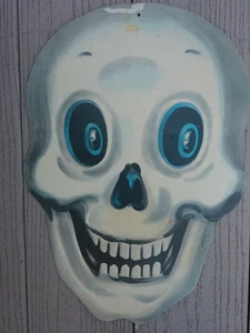 Vtg Halloween Dennison LARGE SKULL Blue Eyes Decoration Die Cut Diecut 10 Cents - Picture 1 of 5