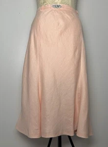 Ralph Lauren Skirt NWOT 20W Linen Peach Rhinestone Embellish Midi Flare Hem Plus - Picture 1 of 11
