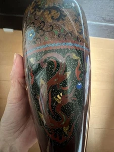 Japanese Antique Cloisonne Vase Dragon & Phoenix 7.2 inch tall Japanese Pot - Picture 1 of 7