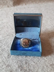 Anillo de servicio Pontiac vintage de plata esterlina y oro de 10 k para automóvil artesano - Imagen 1 de 11