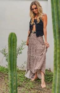 Kivari Alena Maxi Skirt XS Animal Print, Bohemian, Western Style. - Picture 1 of 6