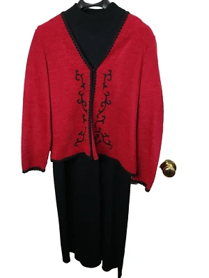 Vestido Miss Dorby Mujer L Conjunto de 2 Vestido Vaina Negro Rojo con Blazer Negocios Informal Foto 1 de 4