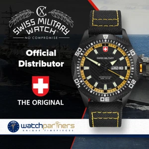 CX Swiss Military TANK NERO RAWHIDE watch PVD case Canvas strap bk/ye dial 27441 - Picture 1 of 2