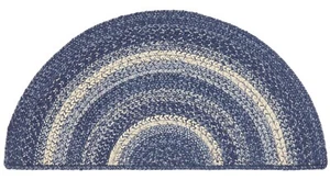 Braided Hearth or Doorway Rug Blue Half Circle w/ Nonslip Pad 33" L Great Falls - Picture 1 of 8