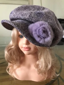 Luca Della Lama Italia Mujer’s Sombrero Boina Púrpura Mezcla Lana Gorra Sombrero Talla 59 - Imagen 1 de 12