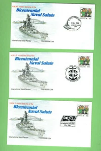 #SS. THREE 1988 ENVELOPE COVERS - H.M.A.S HOBART BICENTENNIAL NAVAL SALUTE - Picture 1 of 2
