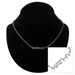 Vintage Silver Tone Name "Kathy" Pendant Necklace 16 1/2" - Picture 1 of 4