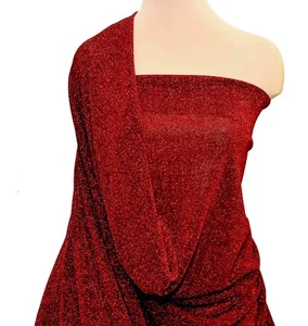 JERSEY DE PUNTO METÁLICO LUREX 60"" TELA SEMI TRANSPARENTE ELÁSTICA BORGOÑA/ROJA - Imagen 1 de 1