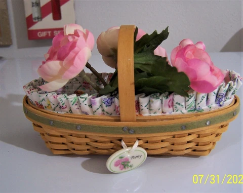 2005 Longaberger Collectors Club May Series Miniature PEONY Basket Combo Mint Cover