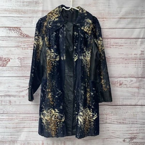 Vintage 60s Lilli Ann London Black Leather  & Rare Print Faux Pony Fur *No Belt* - Picture 1 of 14