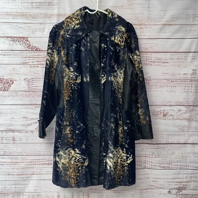 Vintage 60s Lilli Ann London Black Leather  & Rare Print Faux Pony Fur *No Belt* - Image 1 of 4