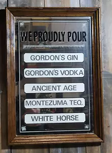 Vintage Novelty Home Bar Mirror Whisky Gin Menu Saloon Wall Sign - Picture 1 of 11