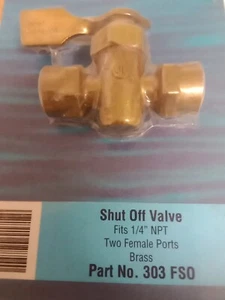 303FSO TEMPO "SHUT OFF VALVE" 2 FEMALE PORTS, FITS 1/4" NPT - Picture 1 of 4