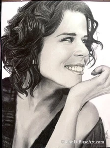 Neve Campbell Bleistiftzeichnung 9” x 12” Porträt Kunstwerk Scream Sidney Prescott - Bild 1 von 2