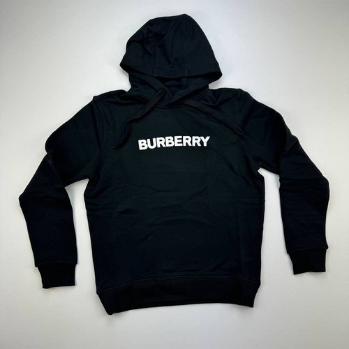 Felpa con cappuccio Burberry uomo stampa logo maniche lunghe nera