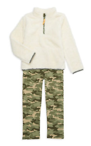 JOE'S JEANS Boy's 2-Piece Faux Fur Sweatshirt & Pants Set Size 4 5 6 Olive