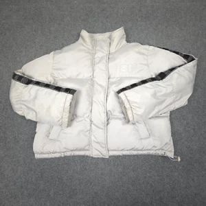Stussy Jacket Womens 8 Grey Puffer Long Sleeve Winter full zip cropped Size 8 - Picture 1 of 10