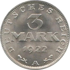 3 Mark Coin | Weimar Constitution | German Reich | KM29 | 1922 - 1923 - Picture 1 of 4