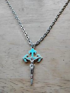 Collar Crucifijo Crucifijo Cruzado Santiago 1.75" Cadena Eslabón Plata 4mm Camino Santiago - Imagen 1 de 4
