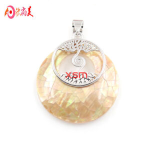 Tree of Life Huge Genuine Handmade Pink Abalone Shell Silver Necklace Pendants