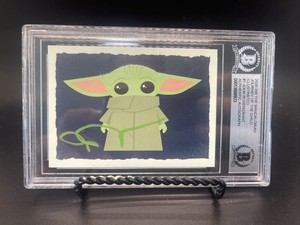 JOHN ROSENGRANT SIGNED 2020 TOPPS MANDALORIAN BABY  ILLUST YODA CARD BAS  #1