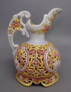 Wonderful Circa 1890 Rare Shape Zsolnay Hungary Reticulated Pitcher Jug - Picture 1 of 9