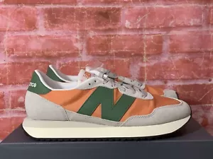 NEW BALANCE 237 MEN'S SIZE 17 GREY ORANGE GREEN SUEDE SNEAKER MS237SI BRAND NEW - Picture 1 of 5