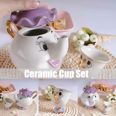 Ceramic Beauty And The Beast Teapots Mrs Potts Chip Tea Pot Cup Teapots Tray HG - image 1 of 4