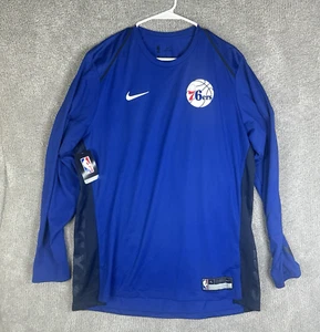 Philadelphia 76ers Nike Shirt Men's Extra Large Long Sleeve Blue NWT Stain - Picture 1 of 11