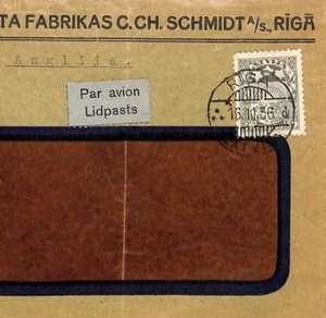 LATVIA Air Mail 1936 Cover Riga *Anglija* GB Window Envelope {samwells}ZT230 - Picture 1 of 10