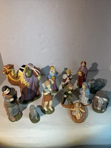 12 Presepe dipinto a mano gesso Maria Giuseppe Gesù Saggi animale AU '79 - Foto 1 di 16