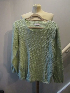 Women's M & S Per Una Mint Green Cotton Rich Knitted Jumper UK Size 22 - Picture 1 of 3