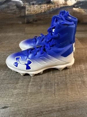 Under Armour Highlight Football Cleats Blue White Size 3 Youth Mid High Top - Image 1 of 4
