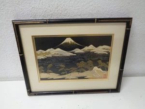 Vintage Mt. Fuji signierter Holzschnitt - Bild 1 von 4