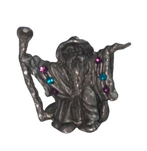 Vintage Metal Wizard Figurine Gemstones - Picture 1 of 4
