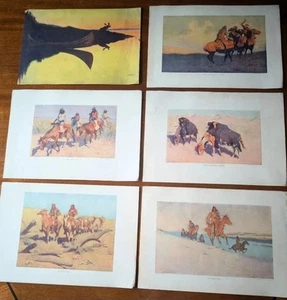 💥 ANTIQUE 1908 Frederick Remington Western Prints X6 - Picture 1 of 9