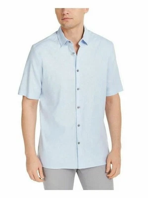 Nueva Camisa Alfani Para Hombre XL Azul Calce Clásico Mezcla de Lino Abotonada Foto 1 de 4