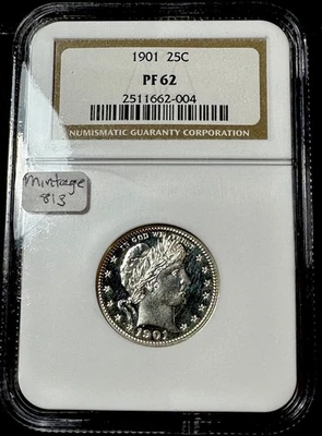 1901 Barber Quarter 25C NGC PR62 - Image 1 of 4