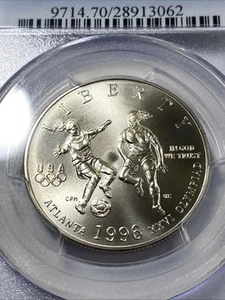1996-S 50c Olympic Half Dollar (Soccer) PCGS MS70 Item 9378 - Picture 1 of 4