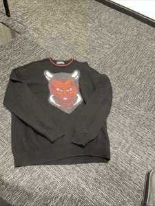 CBI Merinowolle Halloween Teufel Pullover Large schwarz weiß rot einwandfreier Zustand - Bild 1 von 9