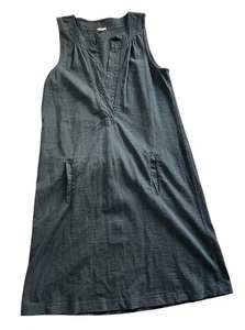 J Crew Dress Women S Sleeveless V-Neck Kangaroo Pocket Cotton Shift Dress Black - Picture 1 of 7