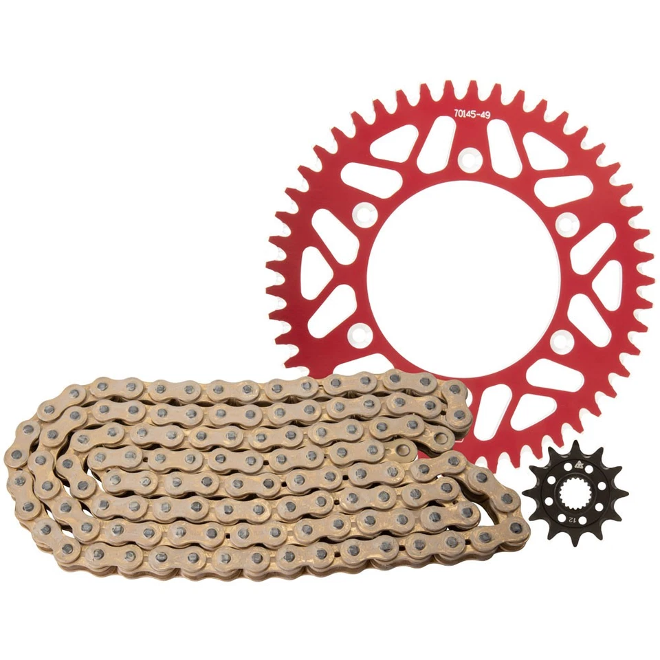 Tusk Gold Chain Sprocket Kit Set Red For HONDA CR250R CRF250R CRF450R RX - Image 1 of 1
