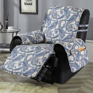 STONECREST Non Slip Recliner Chair Cover - Paisley Printing, Cotton Pre-Washe... - Picture 1 of 6