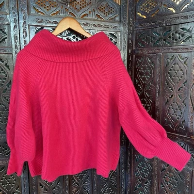 Suéter Soft Surroundings 100 % cachemir para mujer 1X capucha rosa intenso manga alfil Foto 1 de 4