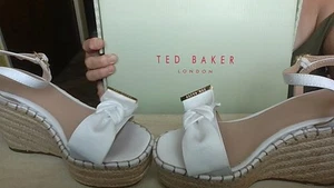 Ted Baker GIA Espadrille Sandal NEW IN BOX Size 5/EU 35 White Overflow Bow Top - Picture 1 of 24