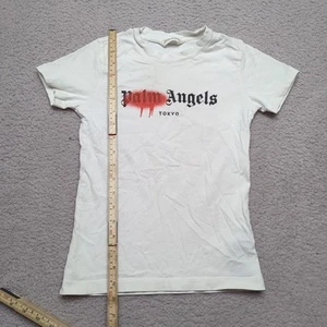 T-shirt Palm Angels bambini 5 anni bianca designer top Spellout *vinile rotto* intelligente - Foto 1 di 9