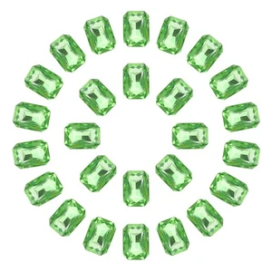 100 Pcs Octagon Rectangle Rhinestones Faceted Rhinestones 13x18MM Green - Picture 1 of 6