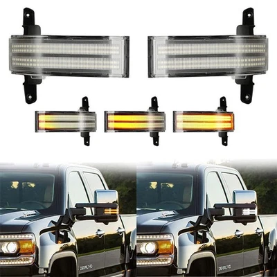 LED Clear Switchback Tow Mirror Signal Lamp For 14-18 Chevy Silverado GMC Sierra Foto 1 de 4
